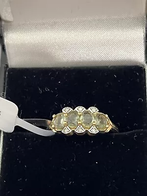 Green Sapphire And Diamond Ring. 9ct Gold. BNWT. Size P/Q. • £125