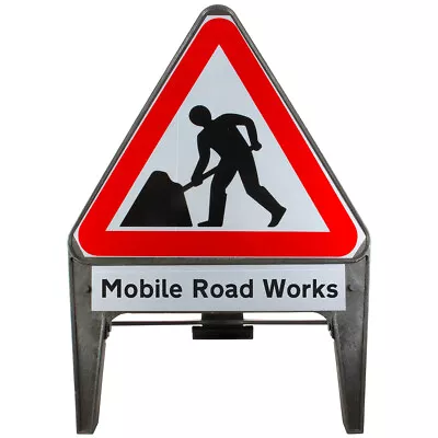 Men At Work With Mobile Road Works Supplementary Plate 750mm Road Traffic Sign • £79.99