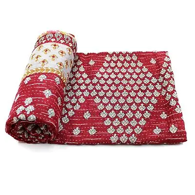 Vintage Kantha Quilt Indian Handmade Cotton Home Decor Bedding Throw • $39.99