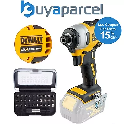 Dewalt DCF809N 18v XR Brushless Compact Impact Driver Bare Tool + 32pc Bit Set • £59.49