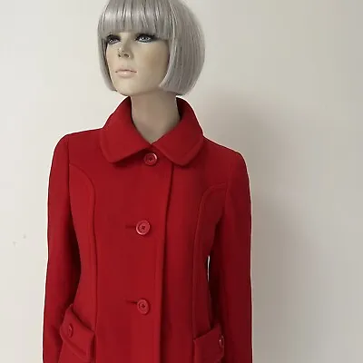 Horrockses Fashions Vintage Red Wool Coat Small VGC • £70