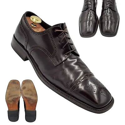 Via Spiga Italy Men's 10.5 Brown Leather Italian Dress Shoe Cap-toe Derby Oxford • $30
