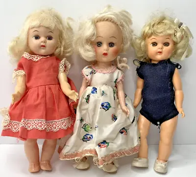 1950's Lot Of 3 Blonde Virga Walkers Sleep Eyes Pam Ginny Lucy Colgate Dolls VTG • $52.95