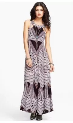 Free People You Made My Day Maxi Dress Size 0 Cut Out Lace Up Back Boho Gypsy • $49.99