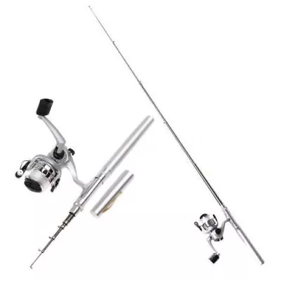 Mini Fishing Tackle Pocket Pen Kit Rod Pole And Spin Reel Combos Wheel Tool USA • $13.14