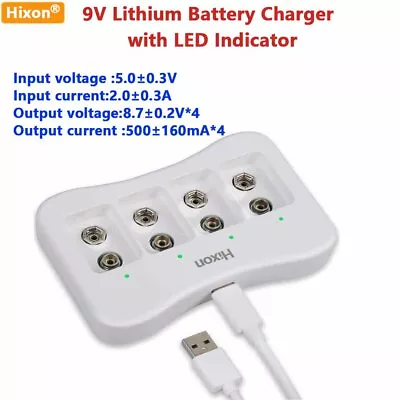 Hixon 9V Battery Charger4-slot 9V Rechargeable Li-ion Battery Charger • £16.99