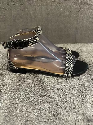 J Crew Women’s Geometric Black/Cream Sandals Size 9 • $21