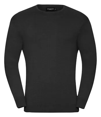 New Mens Russell 717M Cotton Acrylic Crew Neck Sweater. Black 4XL. • £9.99