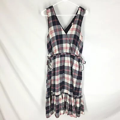 Isabella Sinclair Dickens A Line Dress S Blue Pink Beige Plaid Sleeveless VNeck • $17.97