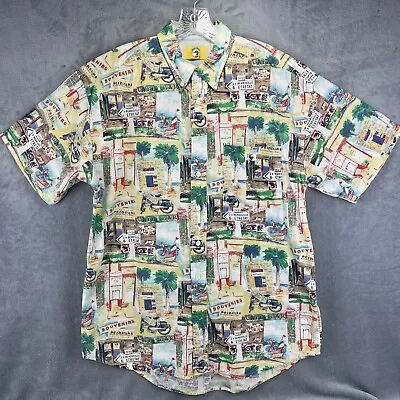 Duck Head Shirt Adult Large Cotton Hawaiian Beach Print Button Down Short Sleeve • $19.99