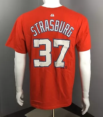 Stephen Strasburg Red T-Shirt - Washington Nationals - Majestic - #37 • $14