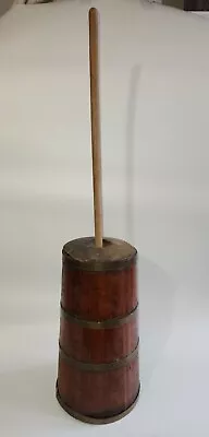 $150 • Buy Antique Dasher Wood Butter Churn Cedar, 42 In Tall Brass Loop Vintage Primitive
