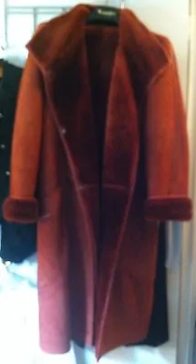 SALE ~ MAC DOUGLAS France Shearling FUR COAT Sheepskin Leather Suede Terra-Cotta • £1064.25