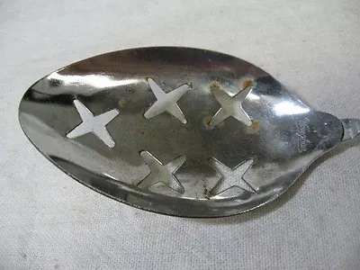 VAUGHAN USA Vintage STAR DESIGN Slotted Spoon ~ Some Oxidation ~ 11  Long ~ • $9.99