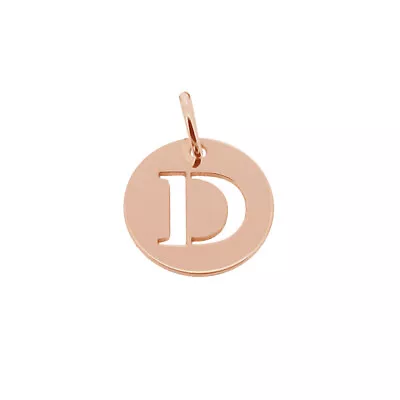 9ct Rose Gold Personalised Any Initial Letter Pendant A-Z Disc Round Charm Gift • £65