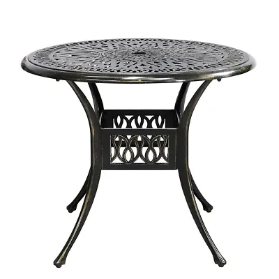 £138.95 • Buy Cast Aluminium Garden Bistro Set Black/White Dining Table& 4 Chairs With Cushion