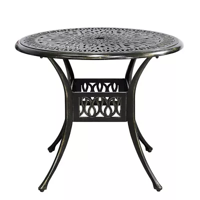 £138.95 • Buy Cast Aluminium Garden Bistro Set Black/White Dining Table& 4 Chairs With Cushion