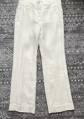 J.CREW Beige / Ivory  Herringbone Cuffed  100% Linen Pants  Size 6 • $24.99