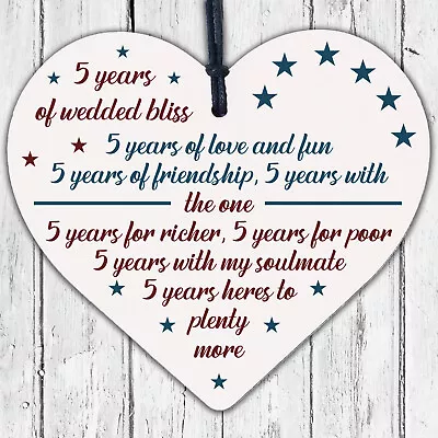 5th Wedding Anniversary 5 Year Wood Handmade Wooden Heart First Wedding Gifts • £3.99