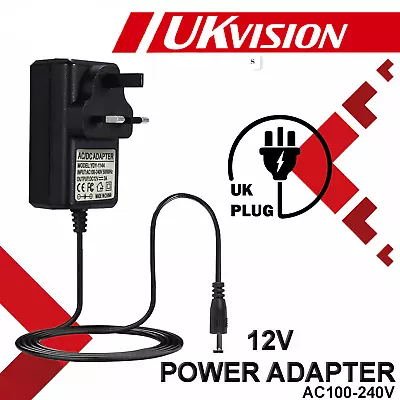 12V 12.0V 1A 2A 3A UK Mains AC-DC Switching Adaptor Power Supply 5.5mm X 2.1mm • £6.70