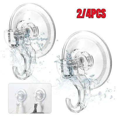 2/4Pcs Strong Vacuum Suction Cup Hook Bathroom Kitchen Towel Shower Hooks Holder • £5.59