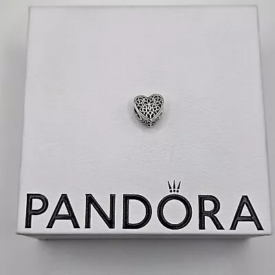 Genuine Pandora Openwork Beaded Filigree Romance Heart Charm ALE 925 #791811 • £16