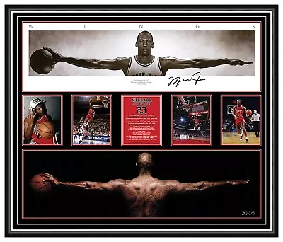 $295 • Buy Michael Jordan Oversize Frame Wings Bulls Signed Poster Framed Memorabilia