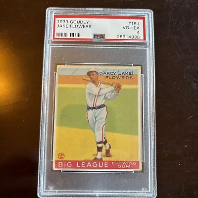 1933 Goudey #151 Jake Flowers (D’Arcy) PSA 4 VG-EX Brooklyn Dodgers￼ • $5