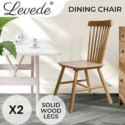 Levede 2x Dining Chairs Kitchen Windor Chair Natural Wood Cafe Lounge Seat Oak • $144.99