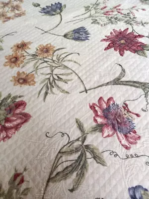 Vintage Matelasse' & Floral Fabric Culp Inc. USA Cream Multicolor  By The Yard • $10.99