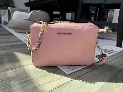 Michael Kors Crossbody Pink Saffiano Leather Gold Chain • $30