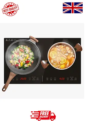 3500W Double Electric Induction Hob 2 Zone Touch Control Dual Hot Plate UK • £69.29