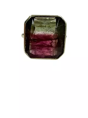 Massive Watermelon Tourmaline 11.86 Ct Natural Bicolor Solitaire Ring 18k Yellow • $1649.99