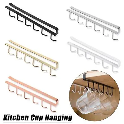 Under Shelf Hanger Coffee Mug Storage Holder Rack 6 Hooks Kitchen Cup Hanging • £5.24