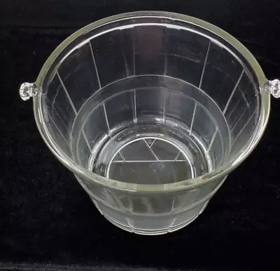 Vintage Anchor Hocking Clear Glass Apple Fruit Bushel Basket Ice Bucket HeavyUSA • $29.99