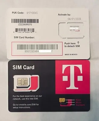 T-MOBILE Triple SIM R15  3 In 1  MINI + MICRO + NANO 5G LTE • USE BY Nov 2026 • $4.29