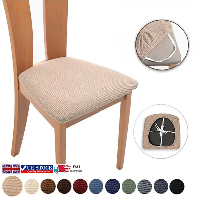 £3.99 • Buy Stretch Dining Chair Covers Seat Covers Removable Cushion Slipcovers Protector