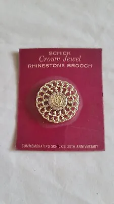 Vintage 30 Year Commemorative Lady Schick Crown Jewel Rhinestone Brooch • $19.99