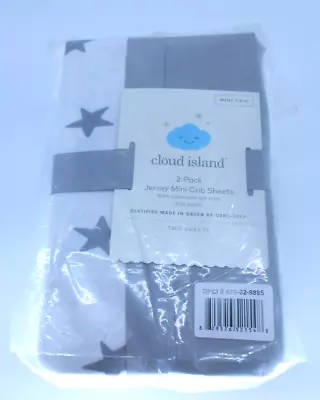 Cloud Island TWO (2) Pack  MINI Crib Jersey Sheet  Gray/ Celestial Gray Star NEW • $19.95