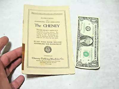 Original 1918 Cheney Talking Machine Co. Phonograph Instruction Assembly Manual • $24.99