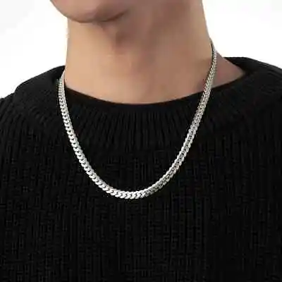 1pc Titanium Steel Cuban Chain Necklace Trendy Men's Encrypted Embossed NK Cha • $11.95