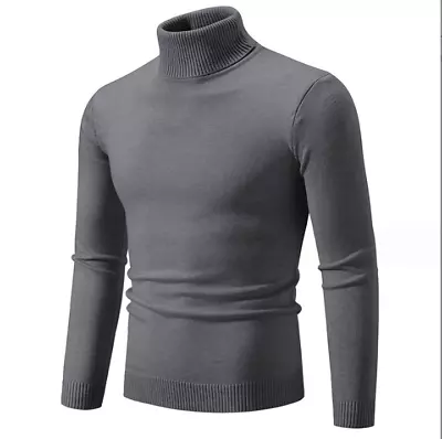 Casual Mens Slim Fit Basic Tops Warm Knitted Thermal Turtleneck Pullover Sweater • $19.98