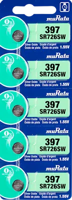 Murata 397 (SR726SW) Silver Oxide Watch Battery (5 Count) - EXP 10/2022 • $4.53