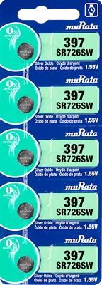 Murata 397 (SR726SW) Silver Oxide Watch Battery (5 Count) - Replaces Sony 397 • $5.96