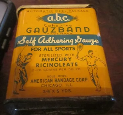 Johnson's Oil Brilliant Bronze Rare Gauzband Tin Graphics-Full • $36