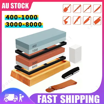 Dual Knife Sharpening Stone Set Water Whetstone Sharpener Cutter With Belt Set • $28.99