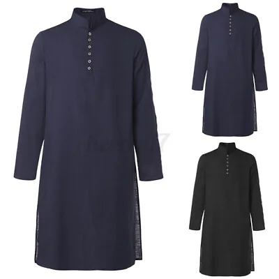 £18.59 • Buy UK Men's Kurta T-shirt Tunic Formal Muslim Formal Dress Knee Length Kaftan Tunic