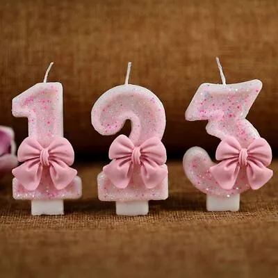 3D Design Number Birthday Candles Pink Cake Topper Decoration • $11.87