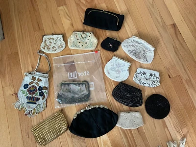 $49.99 • Buy 14 Antique Vintage Beaded Purse Lot Art Deco France Belgium Parts Repair