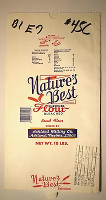 LARGE Vintage Paper Sack Bag - NATURE'S BEST FLOUR ASHLAND MILLING VA. 2002 • $18